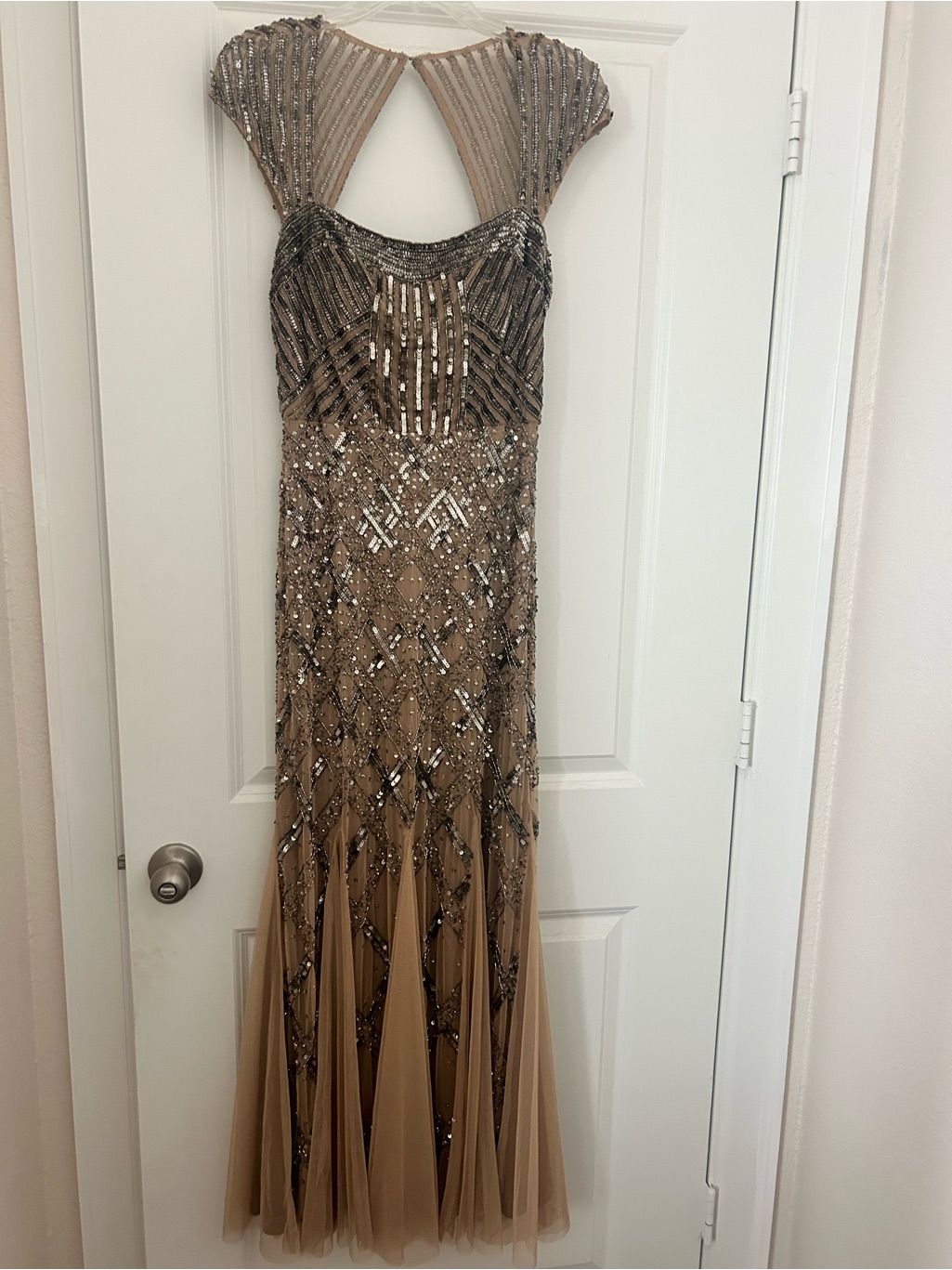 Adrianna Papell Nude Beaded Gown